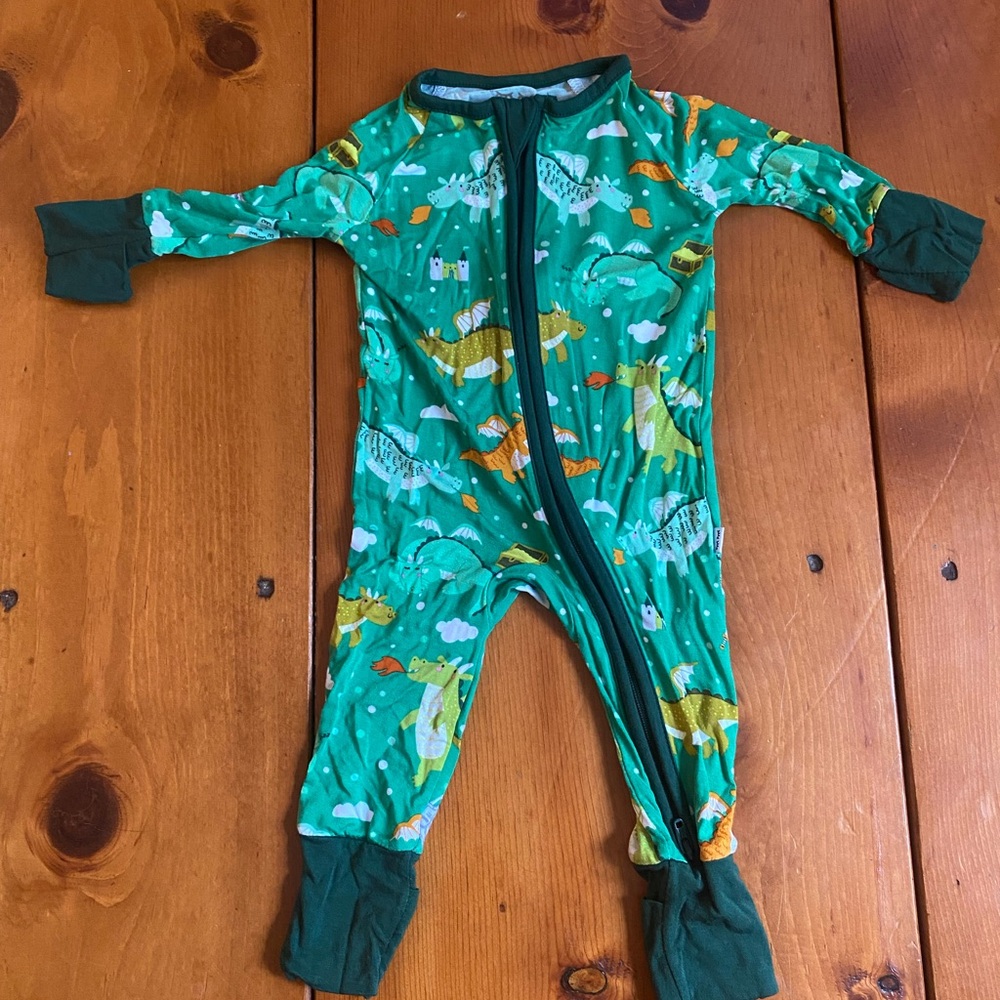 Little Sleepies Green Dragon Zip One-Piece